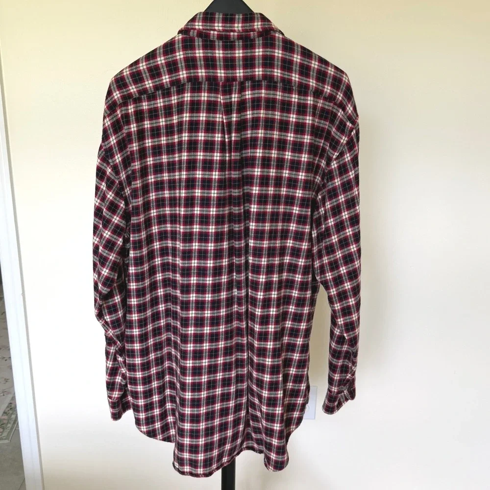 J.Crew Mens XLT Tall Rebel‎ Plaid Flannel Button Down Shirt Red Black Cotton